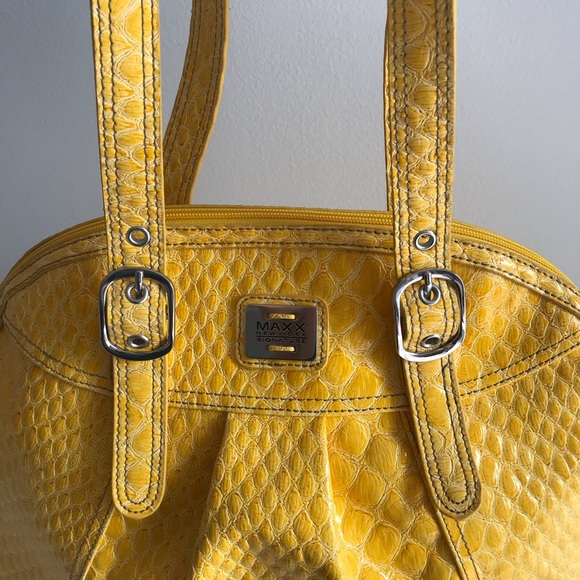 NWOT Maxx New York Yellow Faux Croc Hobo Spring Summer Bag - Picture 5 of 16